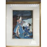 2 early Japanese woodblock prints attributed to Utagawa Kunisada II, c.1852