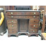 A George III inlaid mahogany knee hole desk. 98 x 53