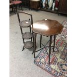 Edwardian inlaid occasional table plus Edwardian inlaid cakestand - NO RESERVE