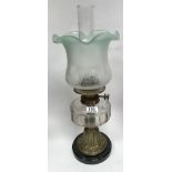 A Hinks art nouveau brass and glass oil lamp - NO RESERVE