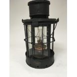 A Black painted metal I World War Trench lantern w