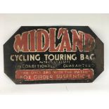 An enamel advertising sign for Midland cycling touring bags, approx 35.5cm x 20.5cm.