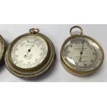2 c.1900 pocket barometers, 1 by J.Hicks, London 5732 and 1 by Negretti & Zambra, London.