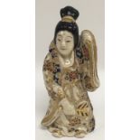 A small Japanese satsuma figure of a Geisha. H.12.5cm. (A/F).