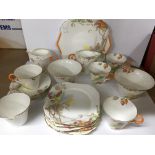 A part Shelley tea set comprising cups saucers and side plates