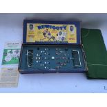 Newfooty table soccer game 1957, missing 1 ball and a broken goal, otherwise in good condition -