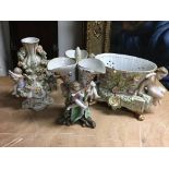 3 ornate German porcelain centrepieces.