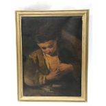 A 19thC continental oil on canvas of a young boy. 71x54cm.