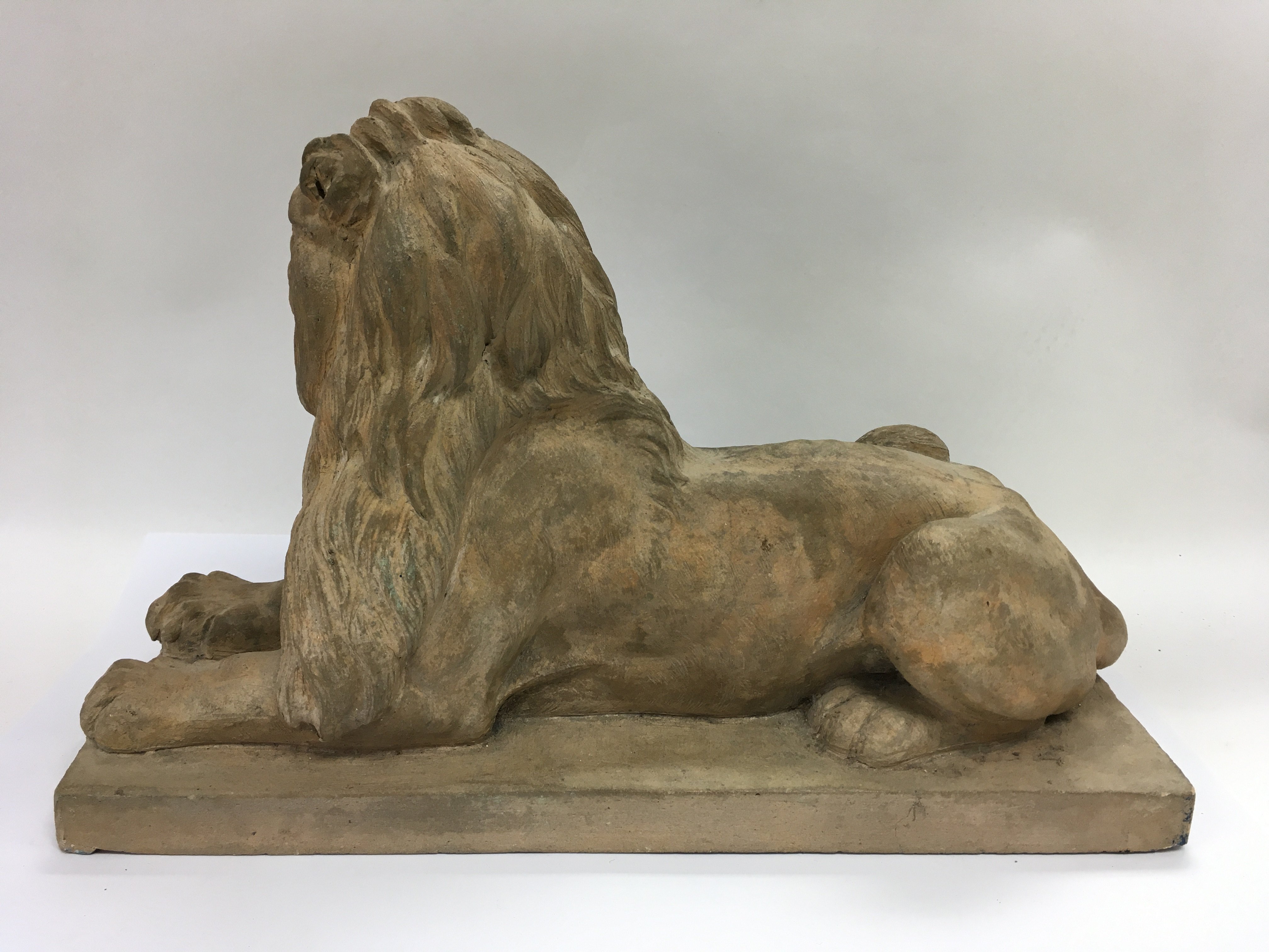 A Signed terracotta sculpture of a resting lion in the style of Landseer c1850. 34.5cm - Image 5 of 7