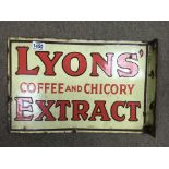 An original Lyons Coffee and Chicory Extract double sided enamel sign. 45cm x 30cm
