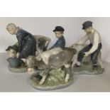 3 Royal Copenhagen figures of children with farm a