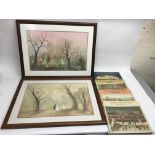 Two framed Helen Bradley prints and related books.Approx 53x71cm - NO RESERVE