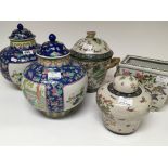 A collection of reproduction Chinese ceramics including vases and covers no damage. Height 29cm
