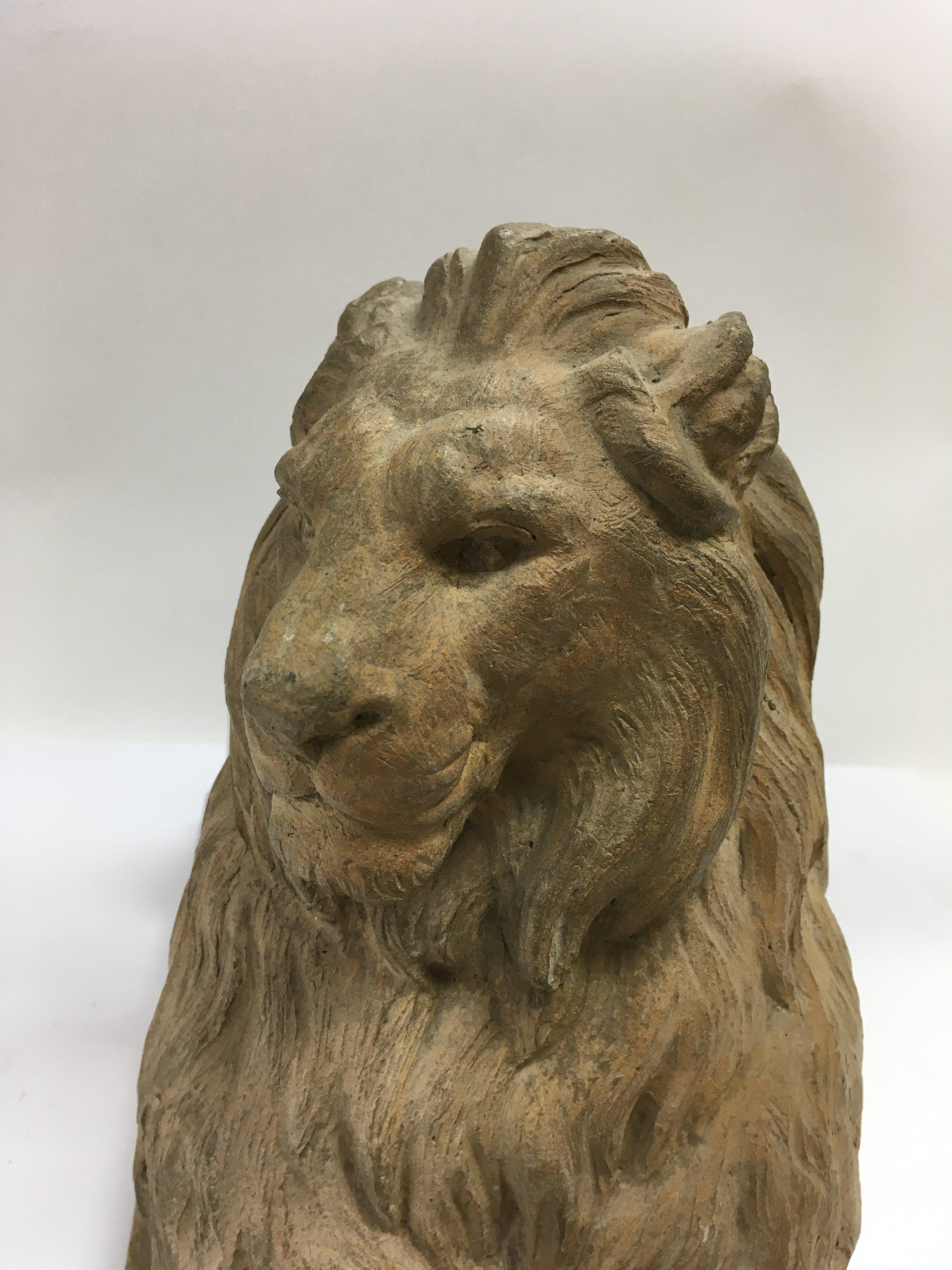 A Signed terracotta sculpture of a resting lion in the style of Landseer c1850. 34.5cm - Image 3 of 7
