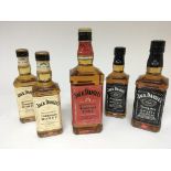 Two bottles of Jack Daniels Tennessee Honey whiskey 35cl two bottles of old No 7 35cl. And a