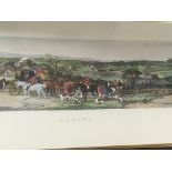 A set of four framed prints with horse drawn coaches and hunting scenes after the original paintings