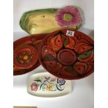 4 1970s Poole pottery dishes and a Royal Venton ware dish.