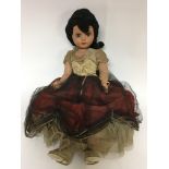 Spanish dressed doll , Made by Athena, 1950s , original dress , good Working limbs, standing