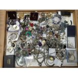 A large jewellery display cabinet and qty of mixed costume jewellery.