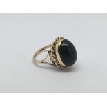 A 9ct gold cabochon cut bloodstone ring, approx 4.8g and approx size O.