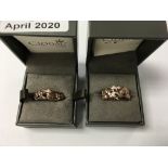 2 boxed Clogau, Welsh silver and gold rings.