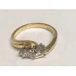 A nice 18carat yellow gold ring set with three brilliant cut diamonds. Total carat weight 0.50