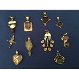 10 unusual silver and stone set pendants.
