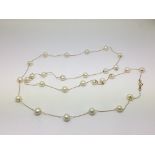 A 14ct gold pearl necklace, approx 10.4g.