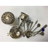 A small group of hallmarked silver items.