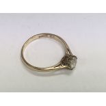 A 9ct gold and CZ solitaire ring. 1.5g