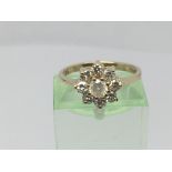 A 9ct gold eight stone diamond rose cluster ring, approx 1/2ct, approx 1.7g and approx size J-K.