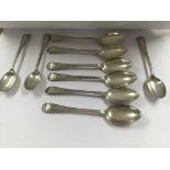 A set of six silver Victorian teaspoon Glasgow hallmarks 1879 and three other tea spoons .