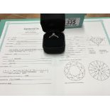 A Tiffany platinum and diamond solitaire .44ct ring with certificate VS1 clarity. (Matching serial
