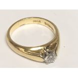 An 18carat gold ring set with a brilliant cut solitaire diamond approximately 0.25 of a carat.