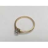 An 18ct gold diamond solitaire ring approx .20ct, 1.4g. Ring size L.5.