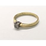 An 18carat yellow gold solitaire diamond ring the diamond 0.27 of a carat sold with Gemologist