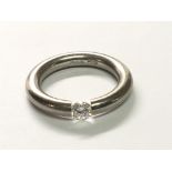 A modern design platinum ring set with a solitaire brilliant cut diamond 0.50 carat approx Ring Size