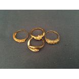 4 9ct gold and stone set rings (Approx 8g).