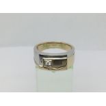 A gents 9ct white and yellow gold diamond signet ring, approx 0.5ct, approx 6.5g and approx size Q-
