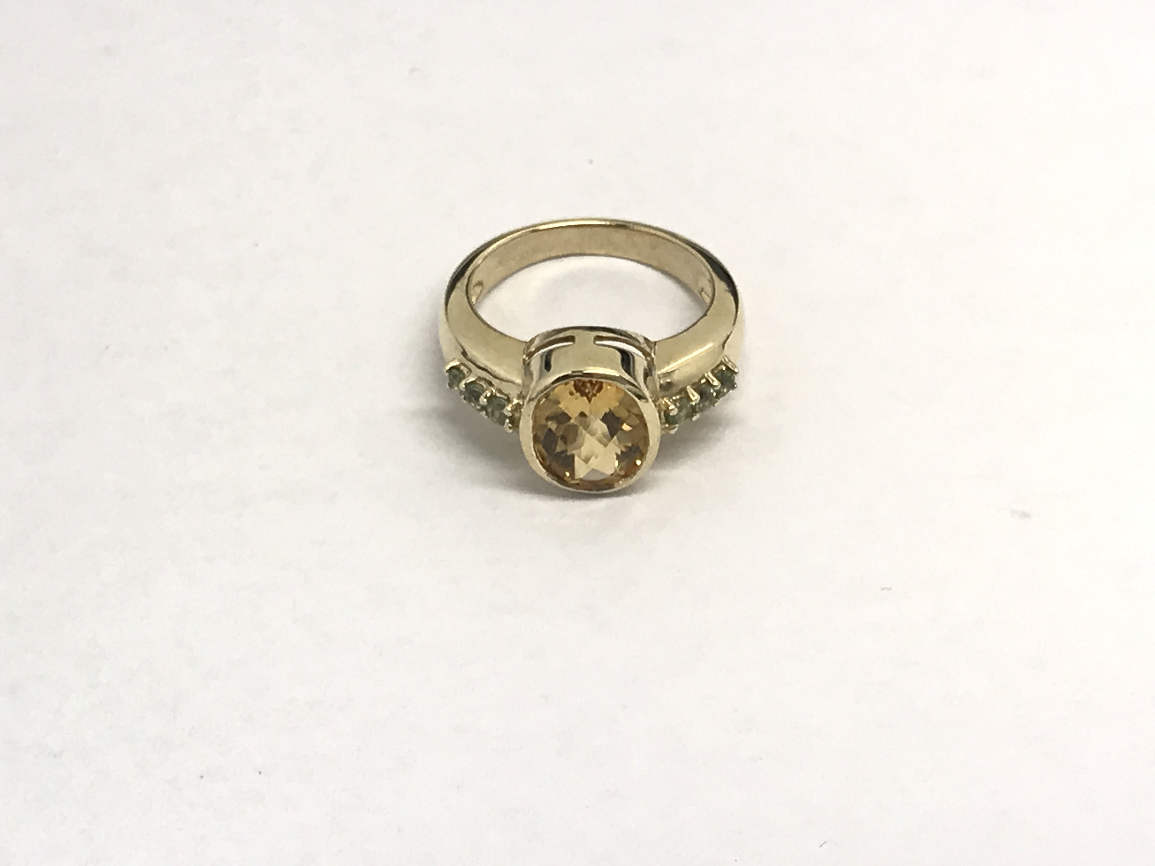 A 9ct gold dess ring set with topaz and citrine, approx 5.8g and approx size N-O. - Image 2 of 3