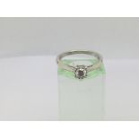 A 9ct white gold solitaire diamond ring with associated certificate, approx o.25ct, approx 2.2g