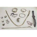 A small bag of silver and white metal jewellery - NO RESERVE