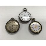 3 silver fob watches (varying conditions).