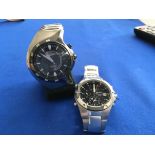 2 gents Seiko wristwatches. 1 Seiko Chronograph quartz 052128, 1 Seiko Kinetic indicator 481121.