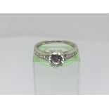 A 9ct white gold CZ dress ring, approx 2.1g and approx size K-L.