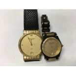 2 Favre Leuba wristwatchs one gents 18ct electroplated quartz 3171-11 plus a ladies black steel