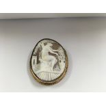 A classical cameo brooch with 9 ct gold surround.5.5 cm