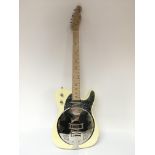 A rare custom built telecaster resonator electric guitar fitted with a single humbucker pickup.