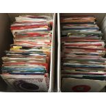 Two boxes of 7inch singles by various artists from the 1960s onwards including T Rex, Fleetwood Mac,