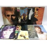Eight David Bowie LPs comprising 'Low', 'Heroes', 'Pin Ups' and others.
